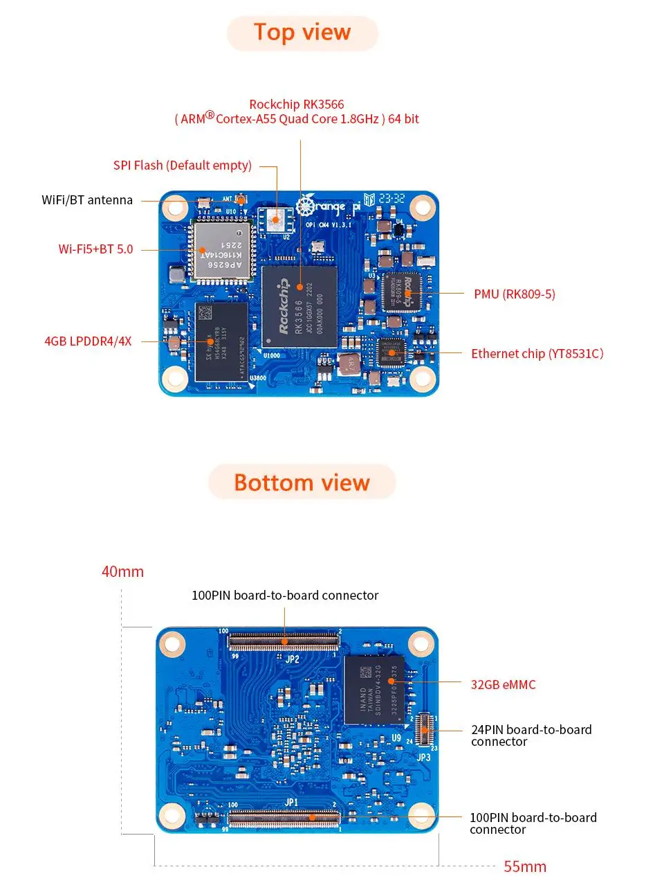 BoaMasM Orange Pi CM4 4GB RAM  – Compute Module 4 32Gb Wifi Bewertung und Preis